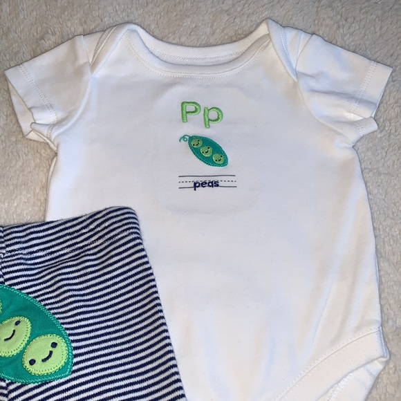 Gymboree Baby 0-3M 2pc Onesie & Leggings Set PEAS EUC - Picture 2 of 11
